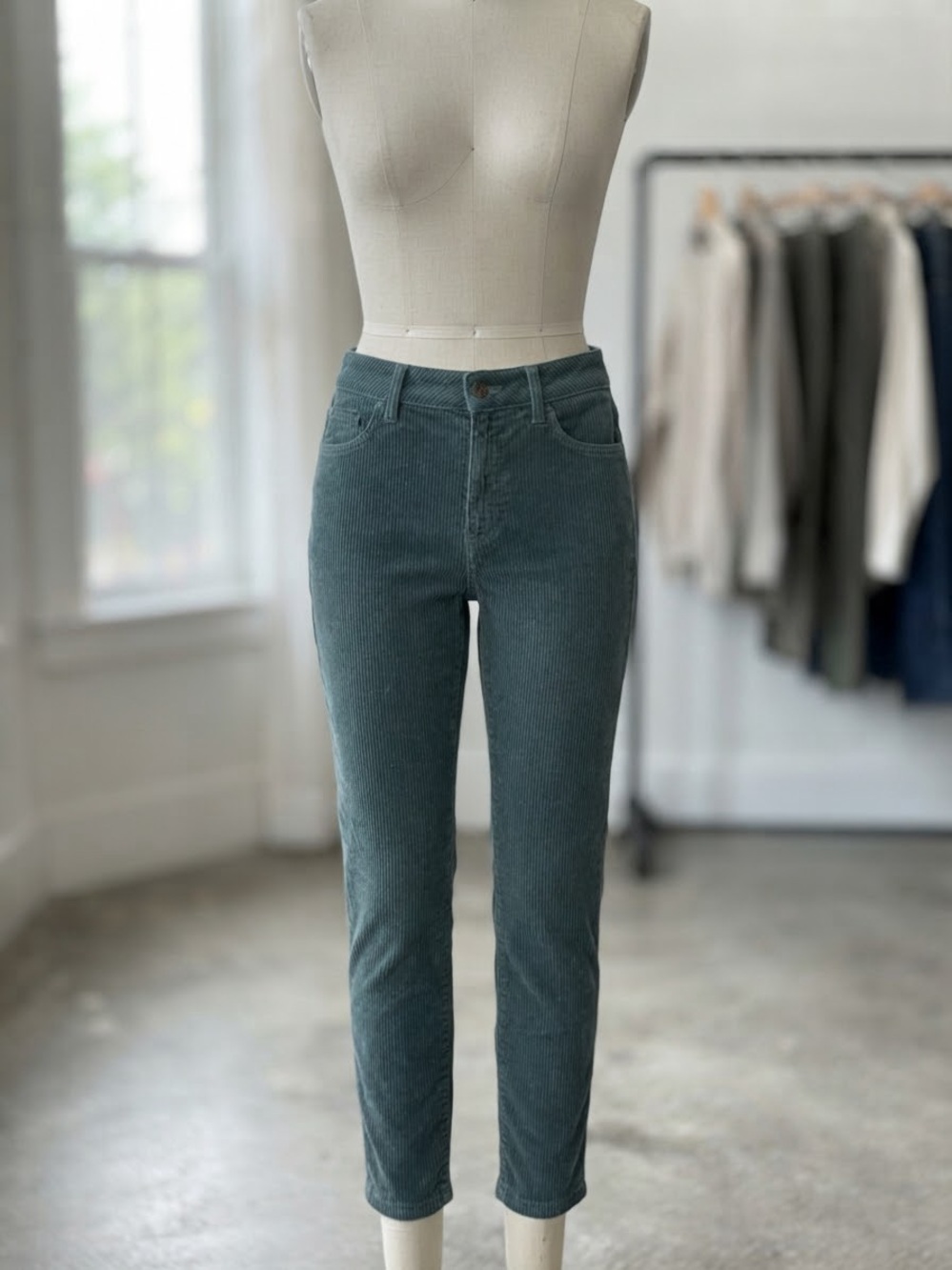 EUC SO Women's High Rise Straight Corduroy Pants Teal Size 17/33W
